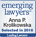 Emerging Lawyer 2016 award to Anna P. Krolikowska logo